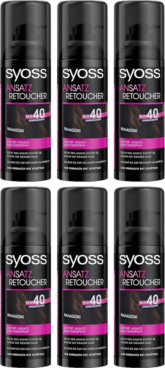 Syoss Uitgroeispray - Donker Mahonie - Voordeelverpakking 6 x 120 ml