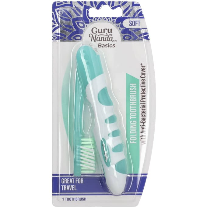 GuruNanda, basique, brosse à dents pliable, souple, 1 brosse à dents white