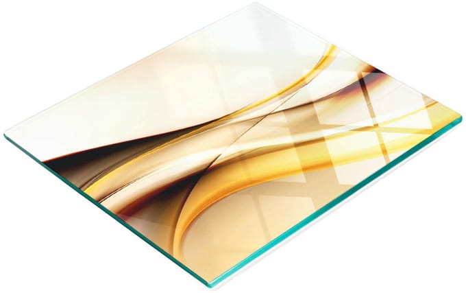 Decoratieve snijplank van gehard glas met abstract golvenpatroon, 60x52 cm