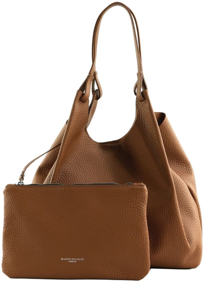 GIANNI CHIARINI Leren shopper schoudertas Dua Shopping Bag Noce bruine