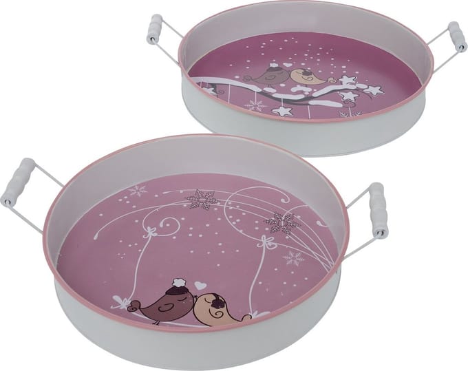 dienblad winter vogel kerst set van 2 stuks