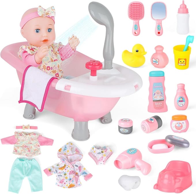 Babypop met Douchebad en Waterspuitfunctie – Speelset met Accessoires