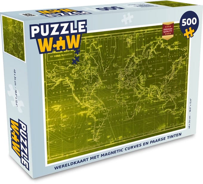 Puzzel Wereldkaart - Vintage - Paars - Legpuzzel - Puzzel 500 stukjes