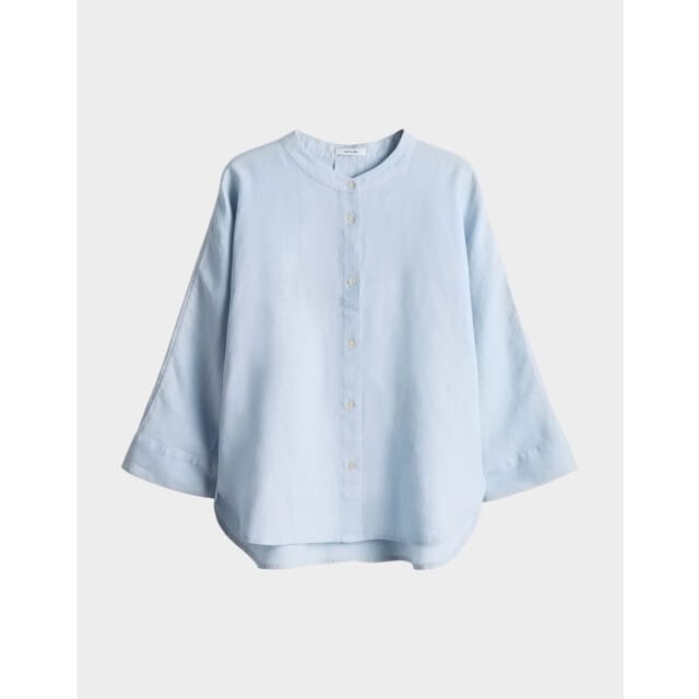Blouse van linnen met trompetmouwen model 'Fulis'