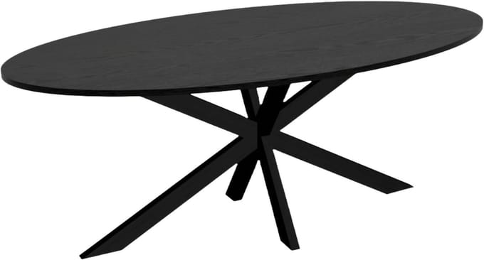 Eettafel ovaal 210cm Rato zwart ovale tafel MDF eetkamertafel