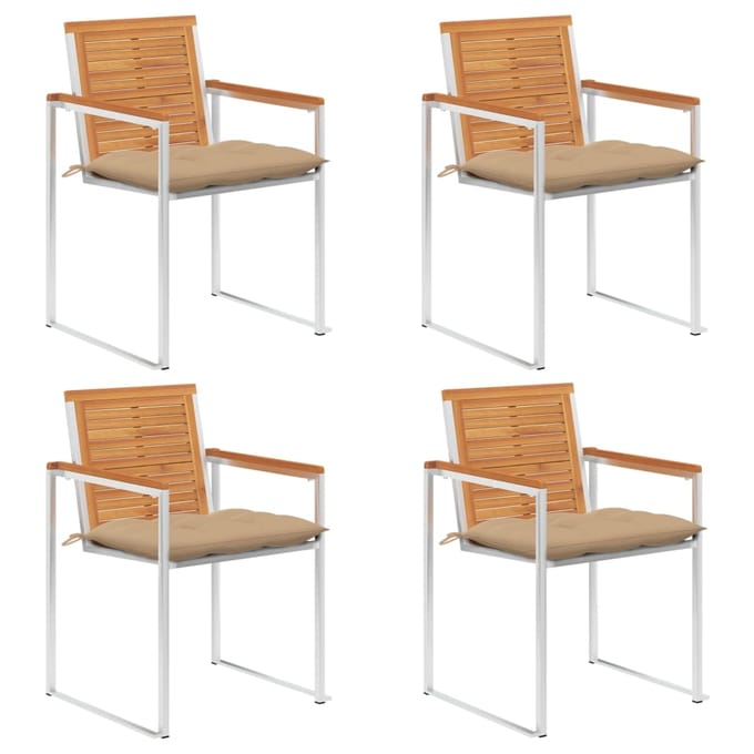 vidaXL - Tuinstoelen - 4 - st - met - kussens - massief - acaciahout