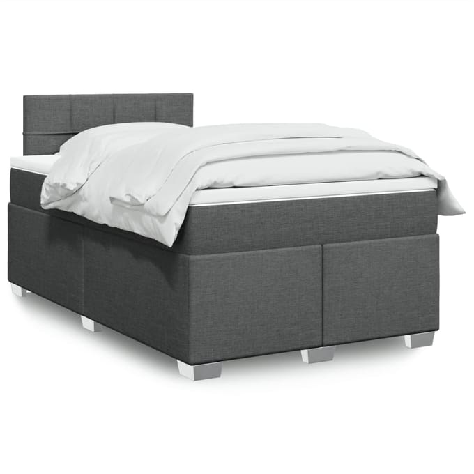 vidaXL - Boxspring - met - matras - stof - donkergrijs - 120x190 - cm
