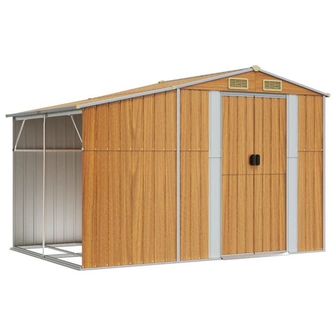 vidaXL - Tuinschuur - 277x192,5x179 - cm - gegalvaniseerd - staal - lichtbruin