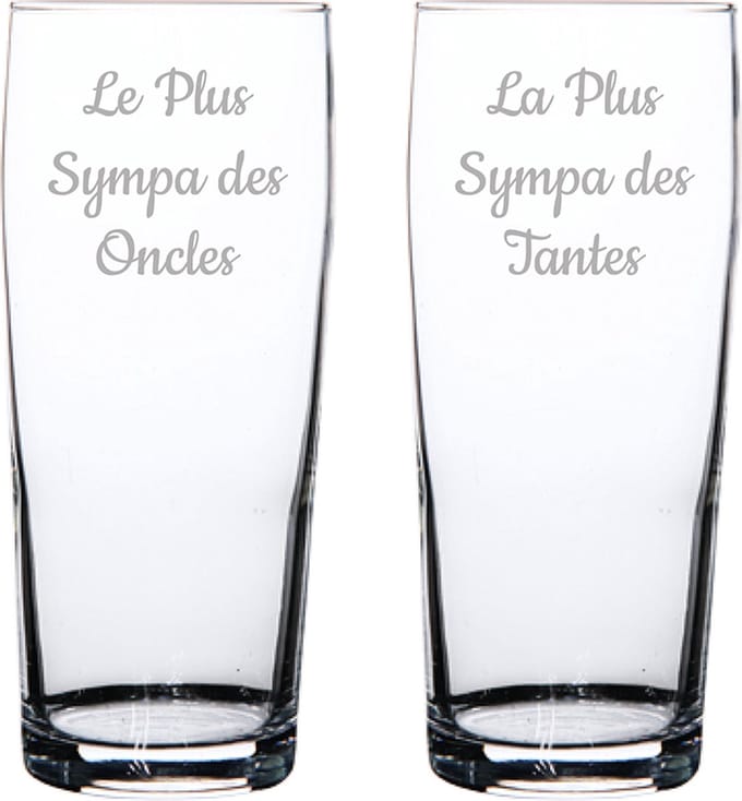 Bierfluitje gegraveerd - 19cl - Le Plus Sympa des Oncles & La Plus Sympa des Tantes
