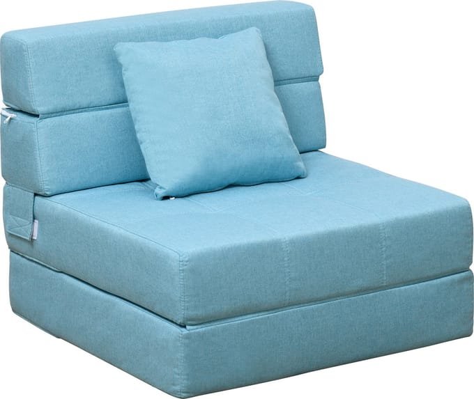 HOMCOM slaapbank - 2-in-1 - met kussen - polyester - blauw