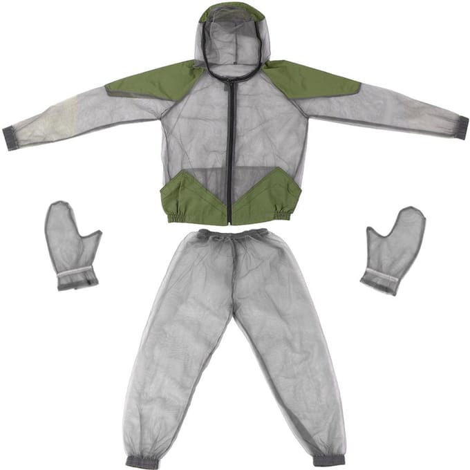 Outdoor muggenafstotend pak Bugjack Mesh capuchonpakken Vissen Jagen Campingjas Insect M gray