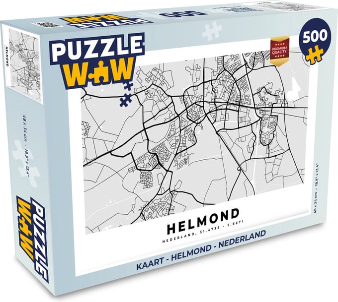 Puzzel Kaart - Helmond - Nederland - Legpuzzel - Puzzel 500 stukjes