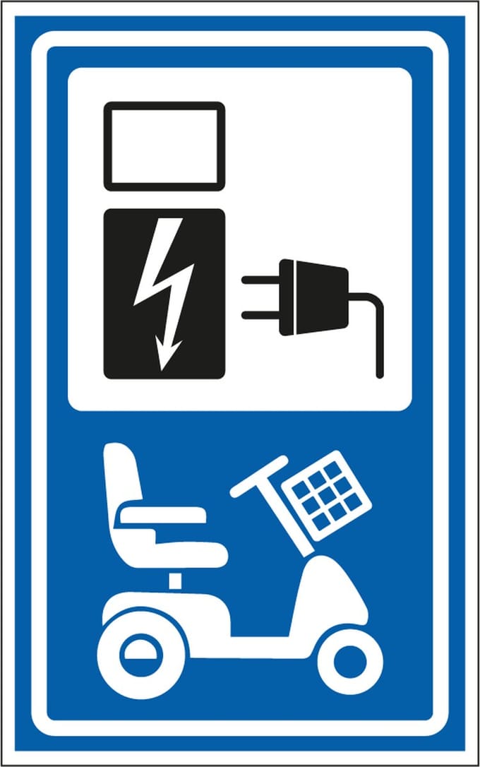 Opladen elektrische scootmobielen sticker 320 x 200 mm