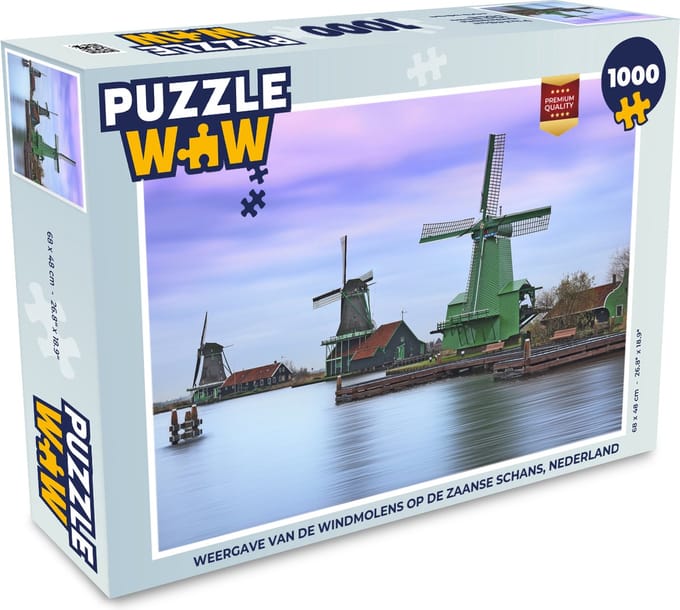 Puzzel Weergave van de windmolens op de Zaanse Schans, Nederland - Legpuzzel - Puzzel 1000 stukjes volwassenen