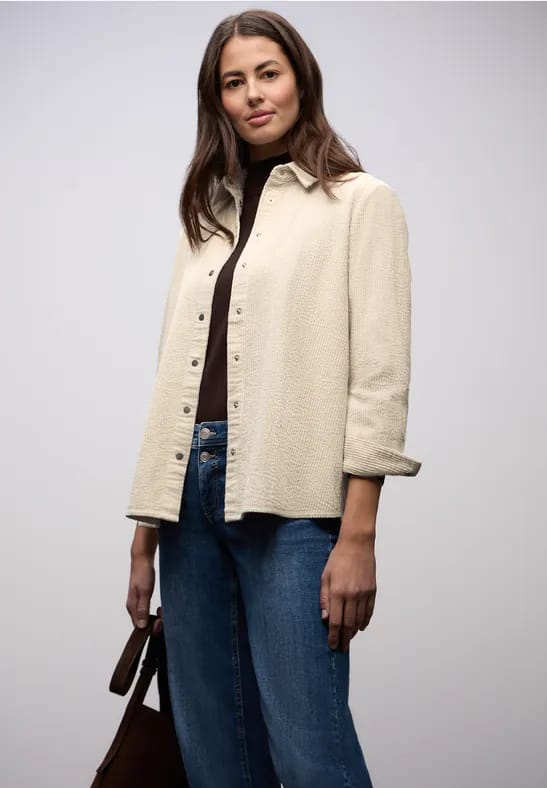 Lange corduroy overhemdblouse