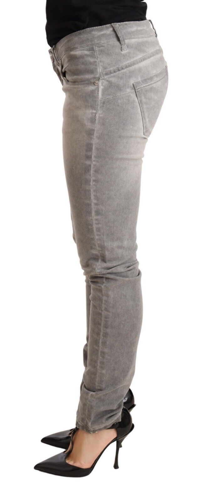 Acht Lichtgrijs Gewassen Katoenen Slim Fit Jeans