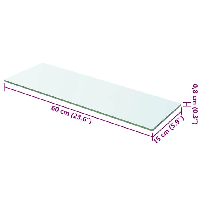 vidaXL - Wandschap - transparant - 60x15 - cm - glas