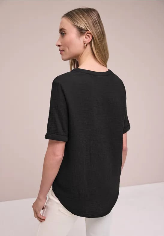 Blouse met korte mouwen in mousseline kwaliteit