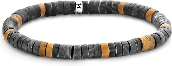 Frank 1967 7FB-0430 natuurstenen armband - stretch - grijs / geel