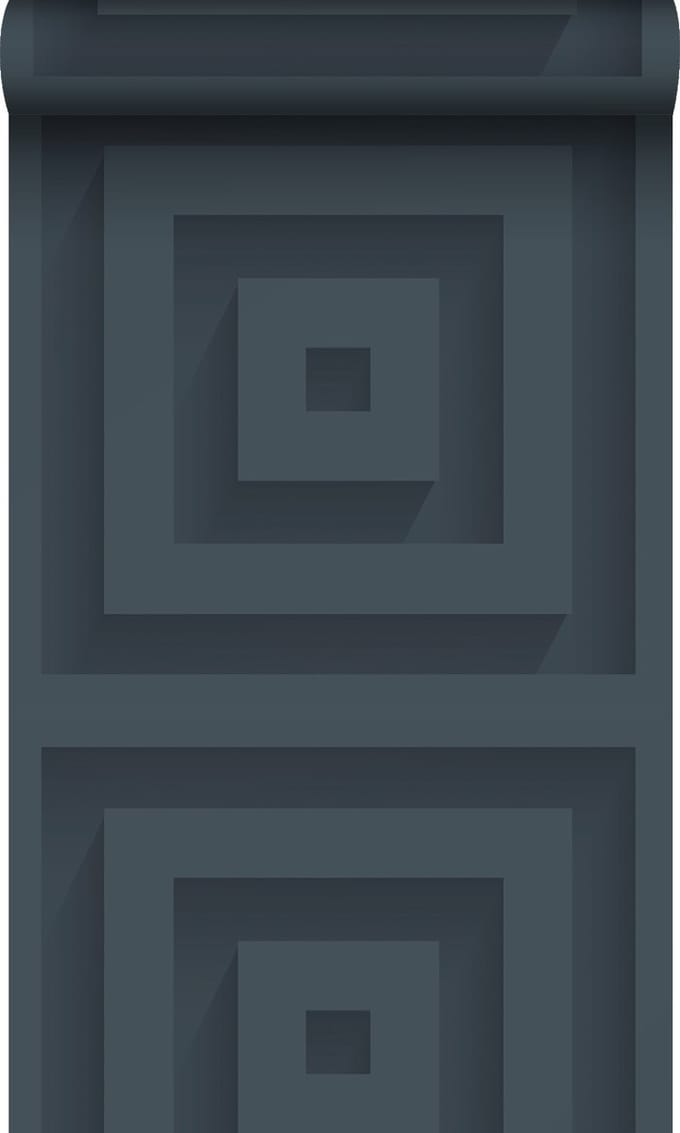 Origin Wallcoverings behang 3d vierkanten donkerblauw - 50 x 900 cm - 347975