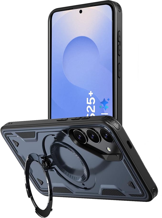 Hoesje Geschikt voor Samsung Galaxy S25 Plus - Armor hoes met Ringhouder - Arara backcover - Navy