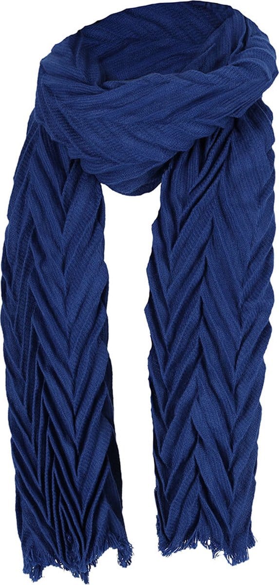 Sarlini Langwerpige Woven Plisse Sjaal Kobalt Blauw