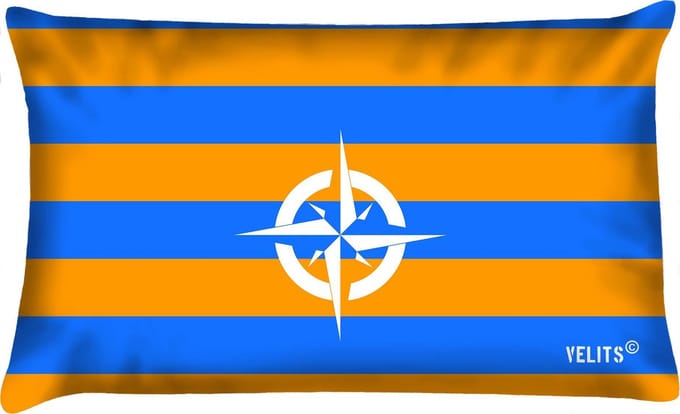 Sierkussen - Buitenkussen Blanje Bleu Waterafstotend Bootkussen Streep Kompas - Multicolor - 60 Cm X 40 Cm