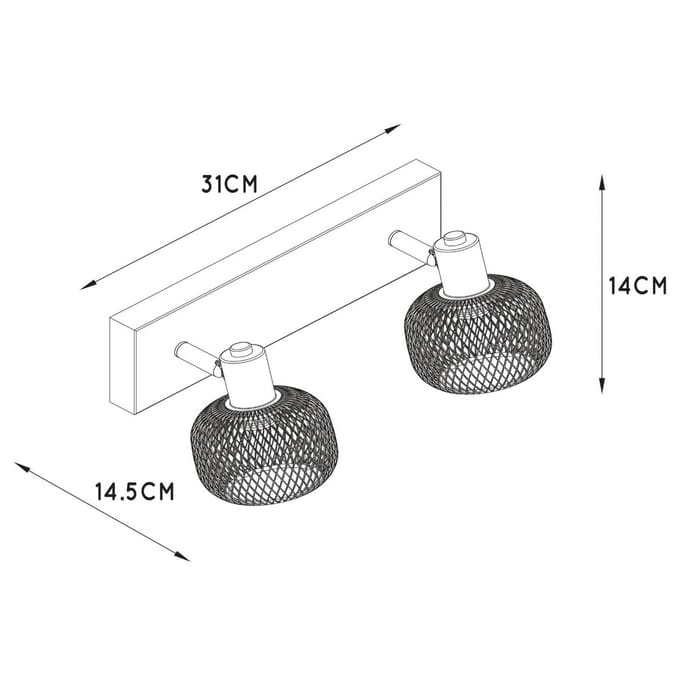 Lucide MAREN - Plafondspot (Plafondlamp) - 2xE14 - Mat Goud / Messing