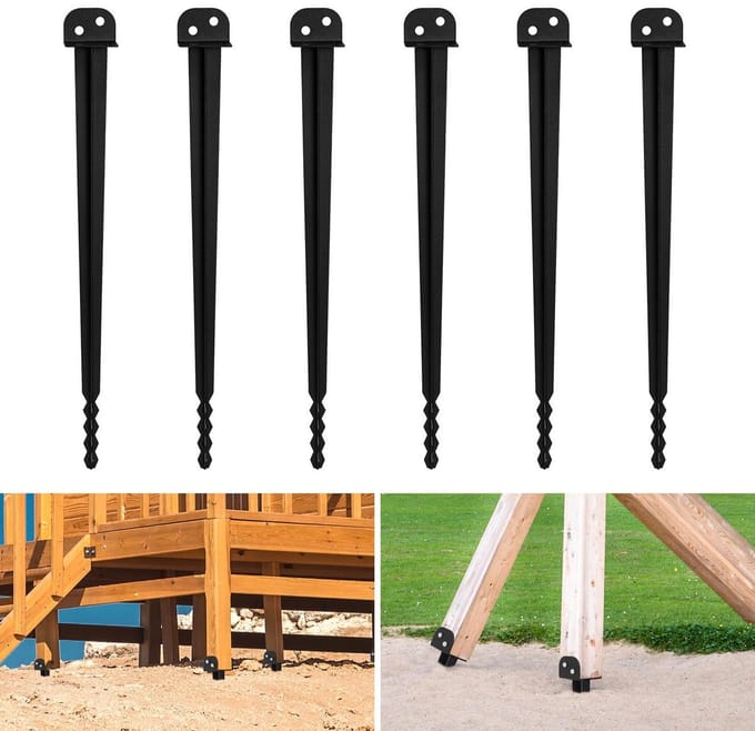 Grondankers Set - Palenhouder Bodemhuls - Tuinconstructies Verstevigen - Getand Steekpunt - 50 cm - Zwart
