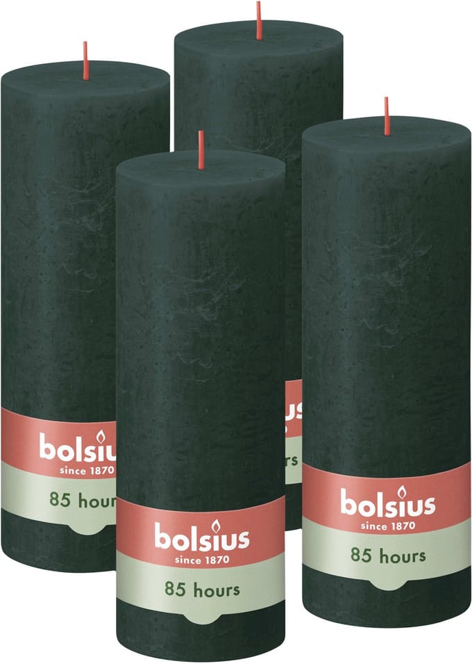 Bolsius - Rustieke Kaarsen - 4 stuks - Groen - 19cm - 85 branduren