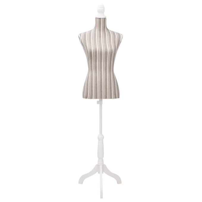 vidaXL - Etalagepop - torso - vrouw - katoen - linnen - met - strepen