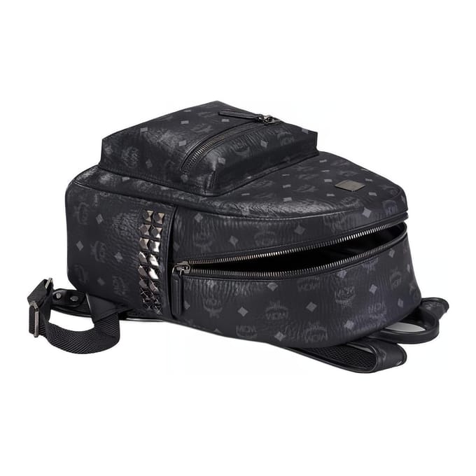 MCM Stark Visetos Monogramme Clouté Toile Enduite PVC Sac à Dos Sacs à Dos Unisexe Noir MMKAAVE32BK001 Basic Set (Bag+Dust Bag)