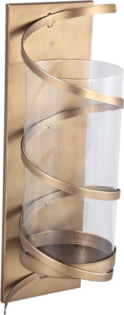 PTMD Haylie Windlicht - 15x12x41 cm - Glas - Messing