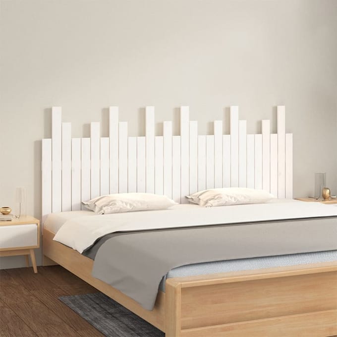 vidaXL - Hoofdbord - wandmontage - 185x3x80 - cm - massief - grenenhout - wit