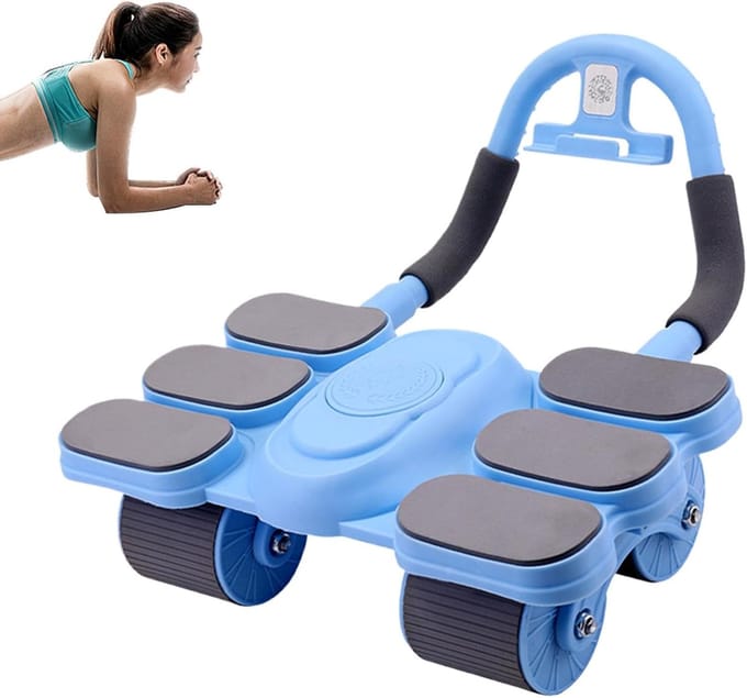 Buikspierroller - Core trainer - Krachtige training - Automatische rebound - 37 x 26 cm - Blauw