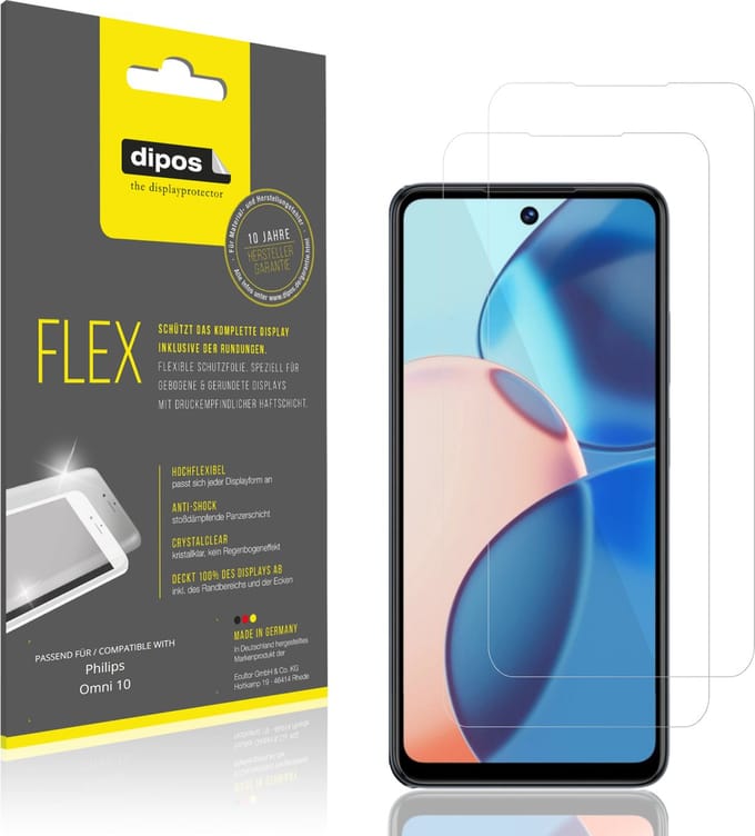 dipos – 2x Beschermfolie geschikt voor Philips Omni 10 | 3D Full Cover Screenprotector | 100% Passend