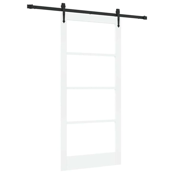vidaXL - Schuifdeur - 93 - x - 202 - cm - Massief - grenenhout - en - glas - Wit