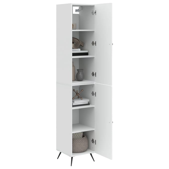 vidaXL - Kast - Set - 2 - st - Hoogglans - Wit - Bewerkt - hout