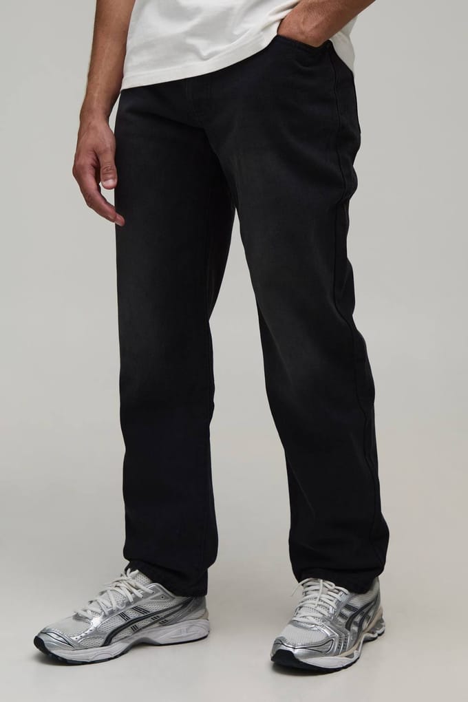 Essential Straight Leg Rigid Jeans | Washed Black | Size 62R