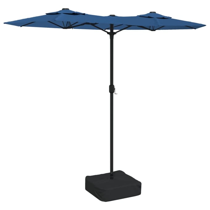 vidaXL - Parasol - dubbel - dak - met - LED - 316x145 - cm - azuurblauw
