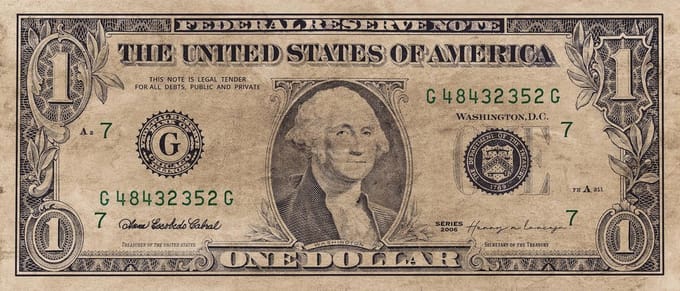 Schilderij Woonkamer - Old Dollar Sign - 100 x 42 cm - PosterGuru