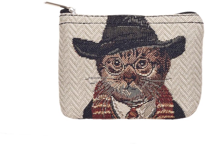 Ritsportemonnee - luxe gobelinstof - Magical Cat - Magische Kat