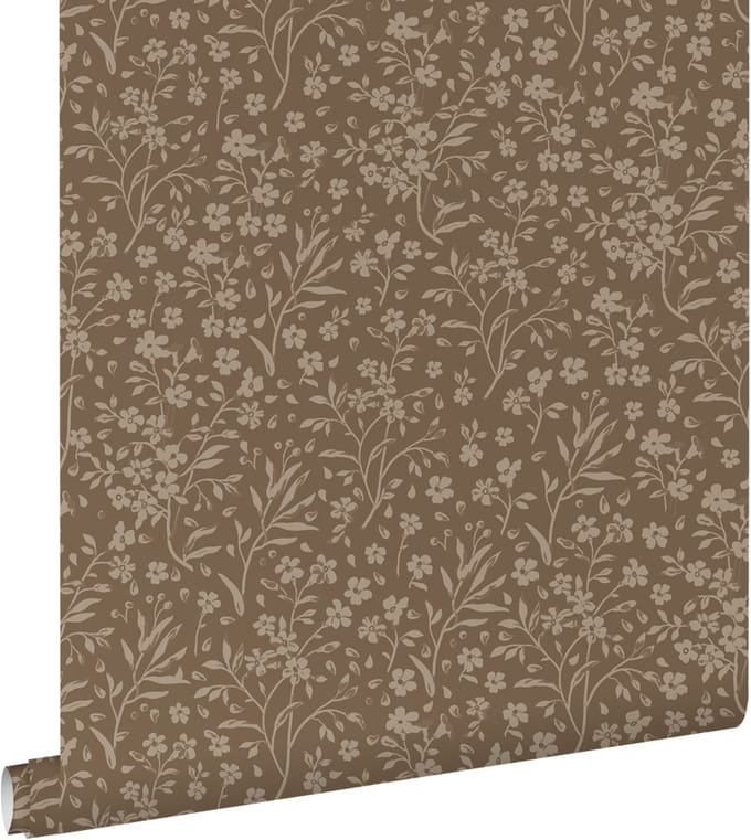 ESTAhome behang bloemetjes bruin - 50 x 900 cm - 131996