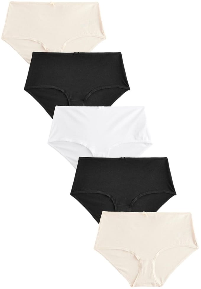 Next - Dames - Set van 5 midi-slips met hoog katoenpercentage - Zwart