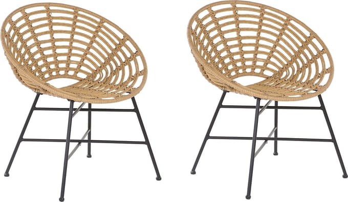 ACERRA - Tuinstoel set van 2 - Natuurlijk - PE rotan