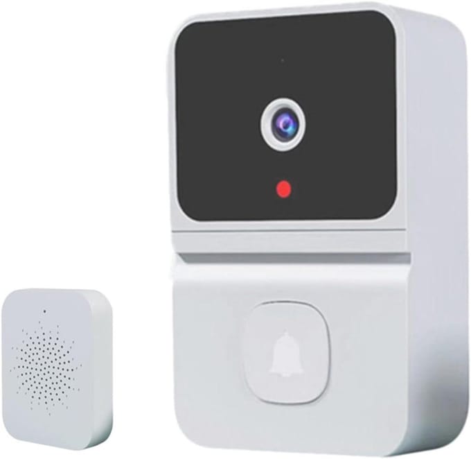 Videodeurbel - Slimme Deurbel WiFi - Bezoekers Ontvangen - Tweeweg Audio Intercom - 11 x 9 x 4 cm - Wit