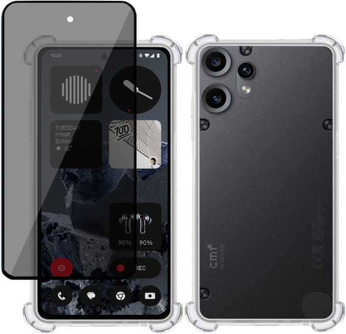 TechNow Hoesje + Privé Screenprotector geschikt voor CMF Phone 2 Pro Hoesje Screenprotector - Privacy Tempered Glass - Case Transparant