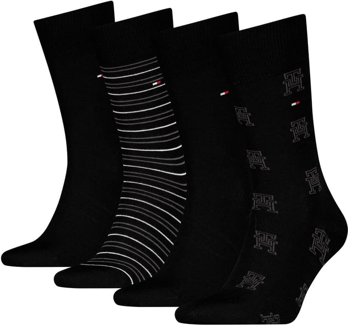 Tommy Hilfiger Giftbox Herensokken 4-Pack Zwart