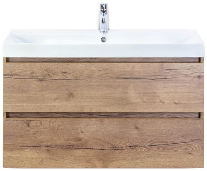 Maxx XL Badmeubelset 100 cm - Natuur Eiken - Wastafel Just 1 Kraangat