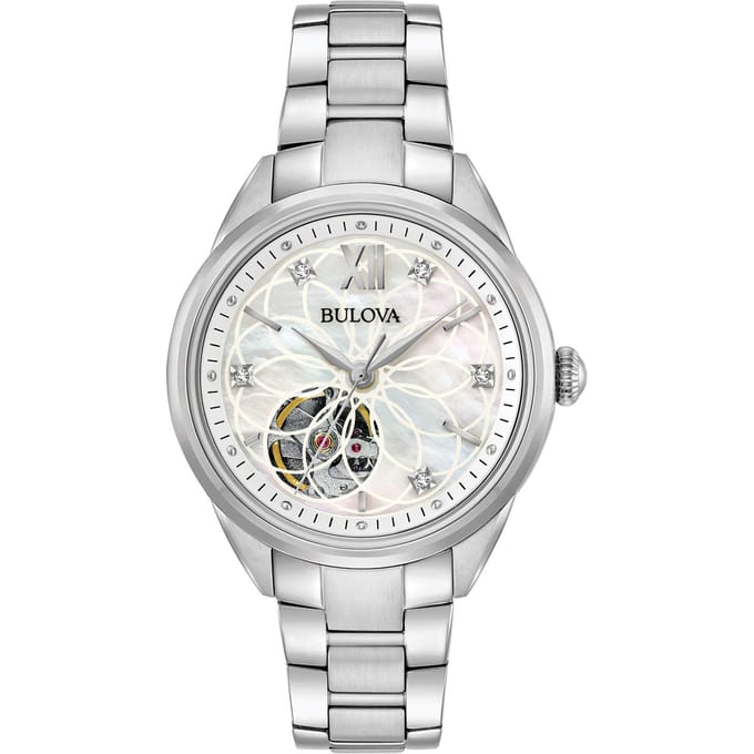 Bulova Automatic Ladies dameshorloge Zilverkleurig 96P181